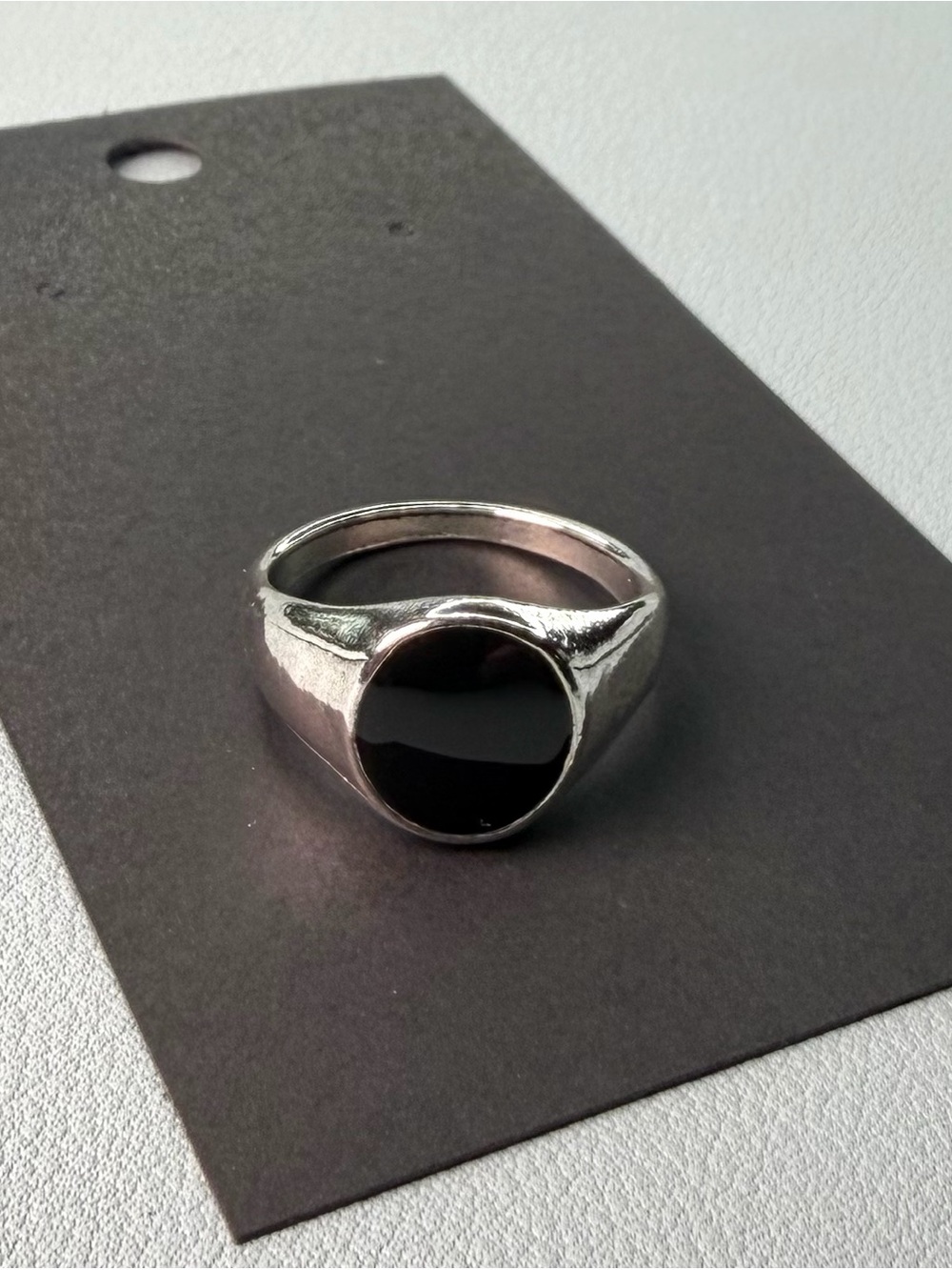 Classic Black Onyx Silver Signet Ring for Men
